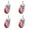 Service Caster 5 Inch Red Polyurethane Wheel Swivel 3/8 Inch Threaded Stem Caster Set SCC SCC-TS20S514-PPUB-RED-381615-4 - alternate 1